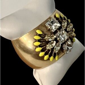 Stella & Dot Gold-tone Brass Wide Cuff Bangle “Celestial MoonSun”